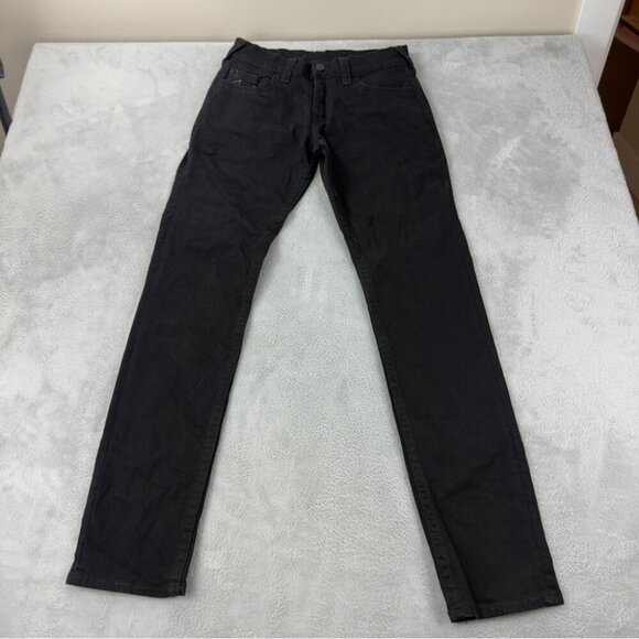 True Religion NWT Men's Size 30x34 Embroidered Zipper Fly Black Denim Jeans - Picture 1 of 10